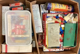 A box containing toys, including Lego etc.