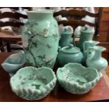 A collection of 20th Century Japanese and other celadon china.