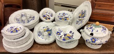 A large Spode Blue Bird dinner service.