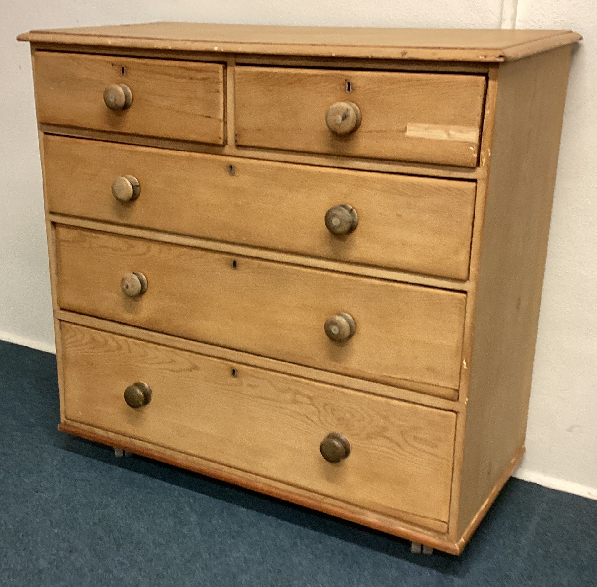 A stripped pine chest of five drawers. - Image 2 of 2