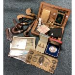 A collection of watches, costume jewellery, pipes etc.