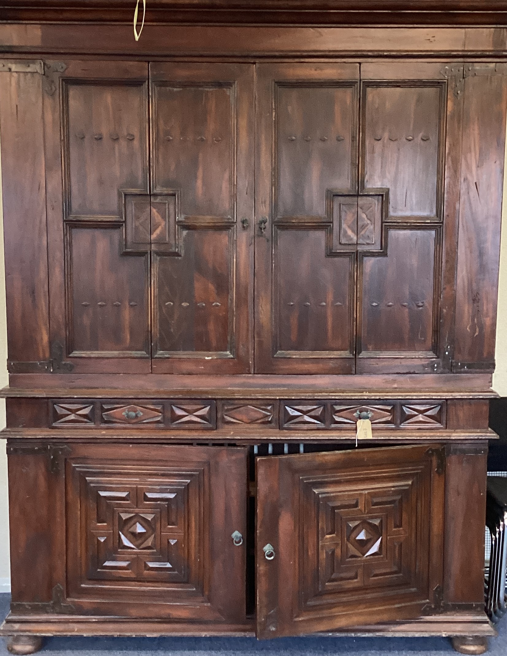 A massive mahogany four-door cupboard. - Image 2 of 2