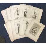 A collection of 14 various Domenico De Rossi statuary prints.