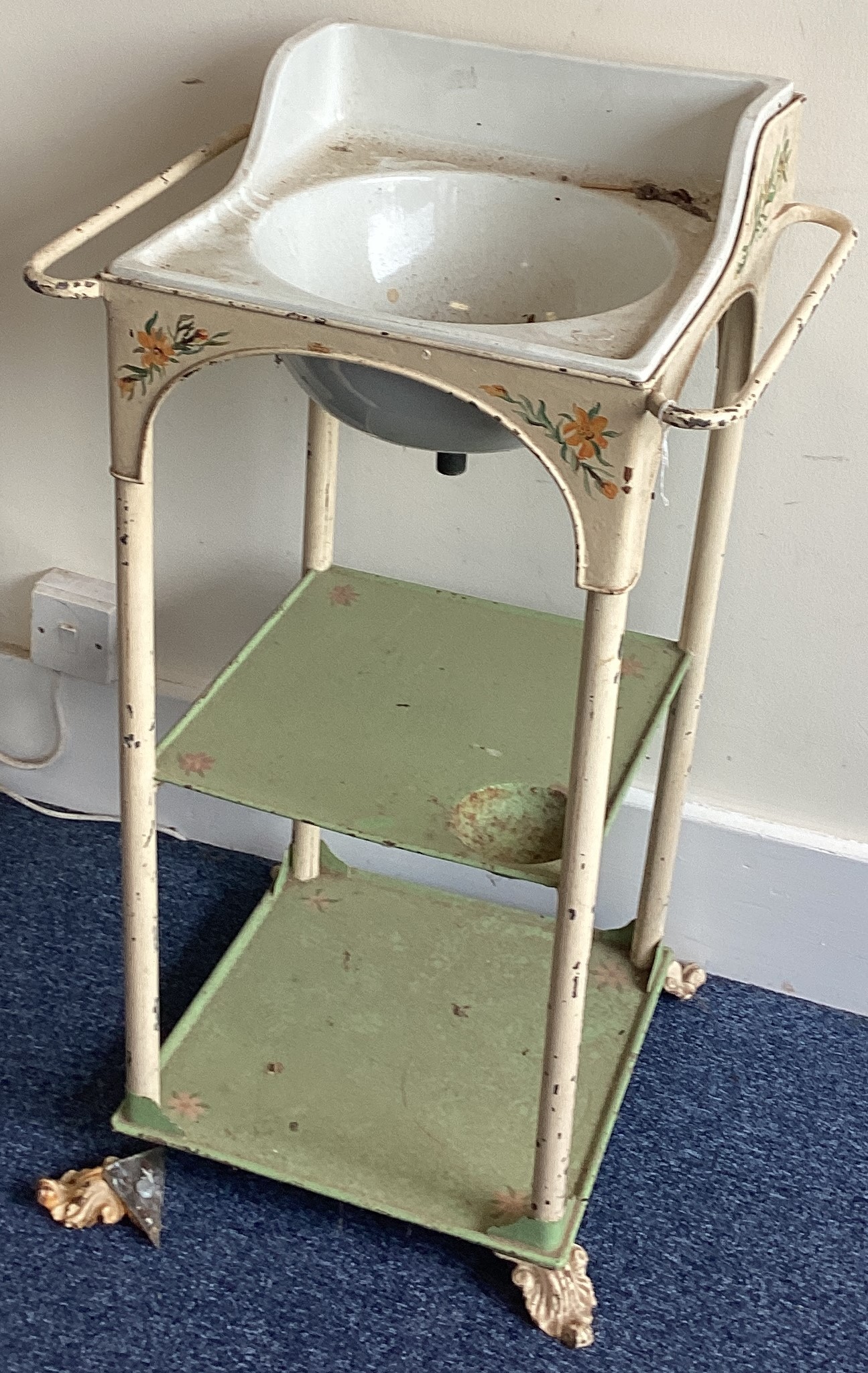 A cast iron mounted sink.