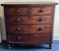 A Victorian chest of five drawers.