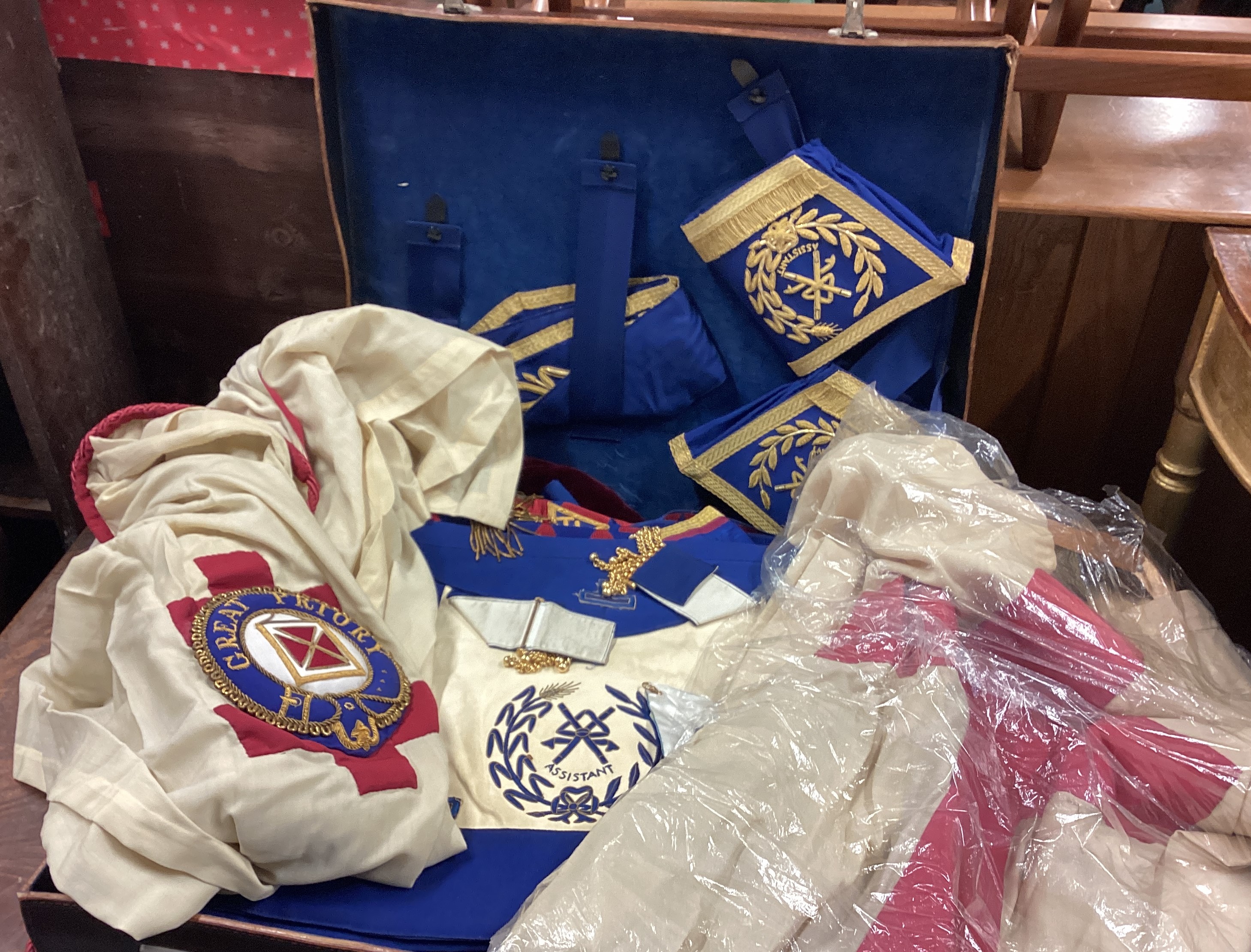 A case containing Masonic items.