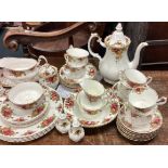 A collection of Royal Albert Old Country Roses teaware.