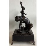 AFTER FRANCESCO FANELLI: A bronze figure of Hercules strangling serpents.