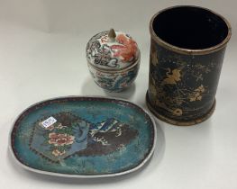 A good Chinese pin dish together with a vase etc.