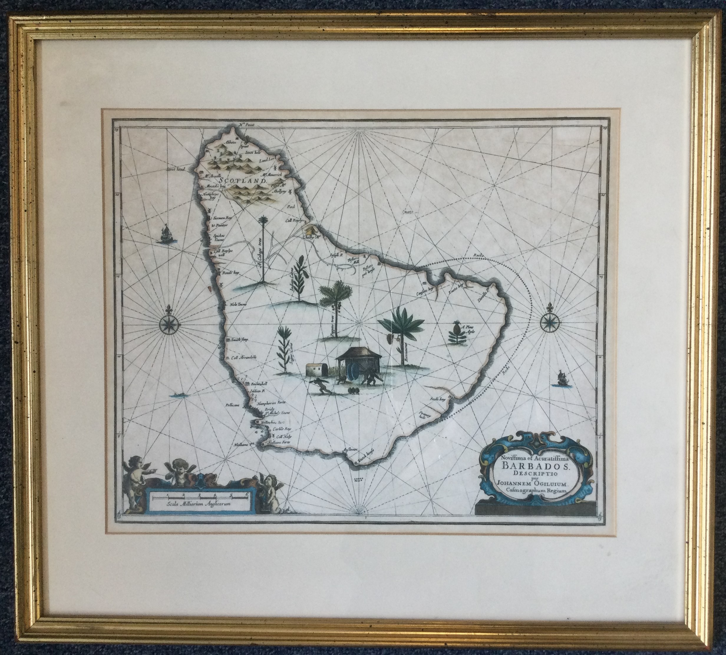 A pair of gilt framed reproduction maps. Est. £20 - £30. - Image 2 of 3