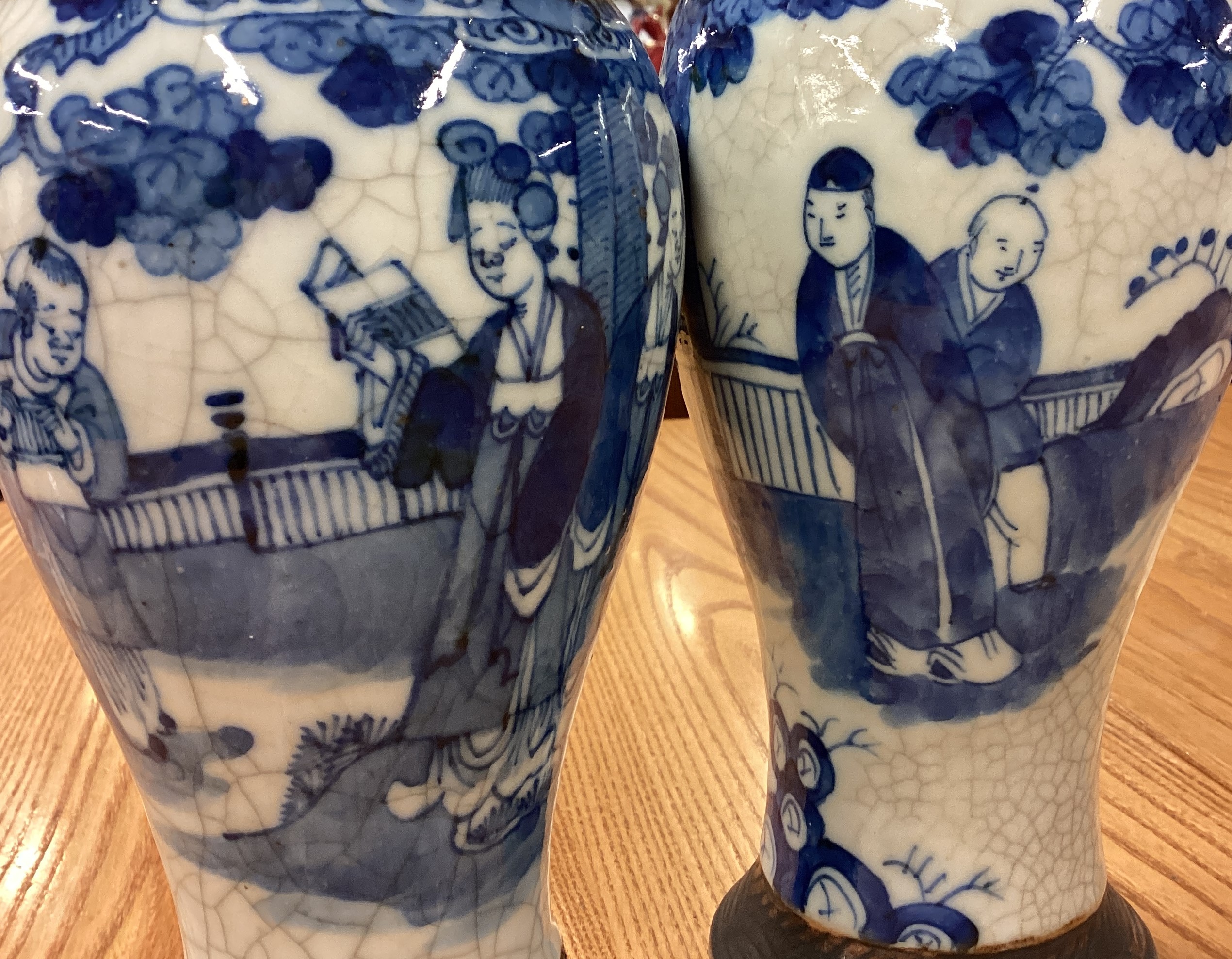 A pair of Chinese crackleware vases. - Image 3 of 4