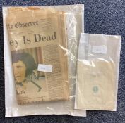 A souvenir of the Royal Wedding together with an original "Death of Elvis Presley" newspaper.