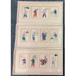 A good set of three rectangular framed and glazed Chinese silks decorated in bright colours.