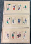 A good set of three rectangular framed and glazed Chinese silks decorated in bright colours.