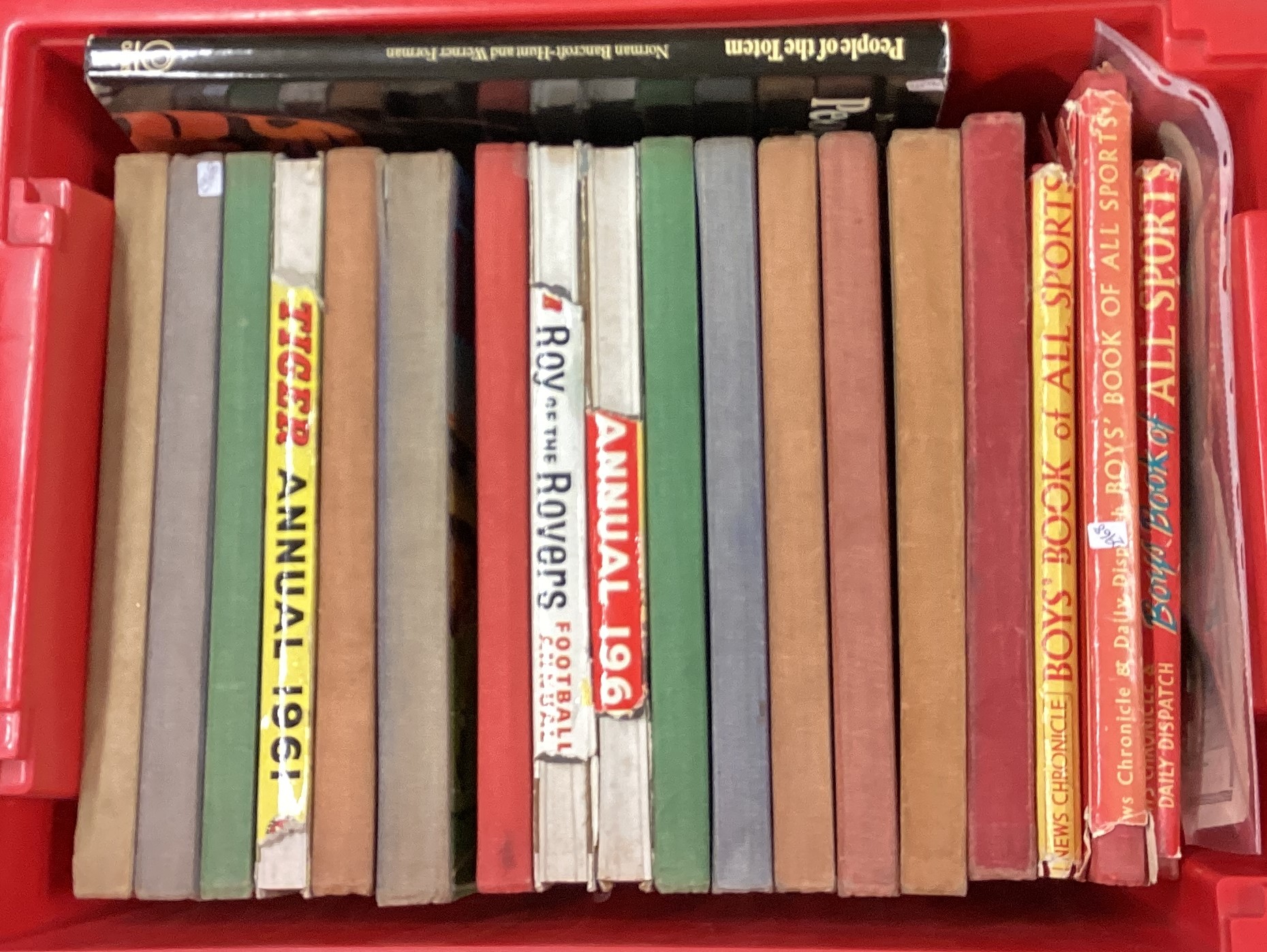 A box containing children's books.