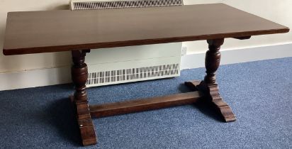 An oak plank top table.