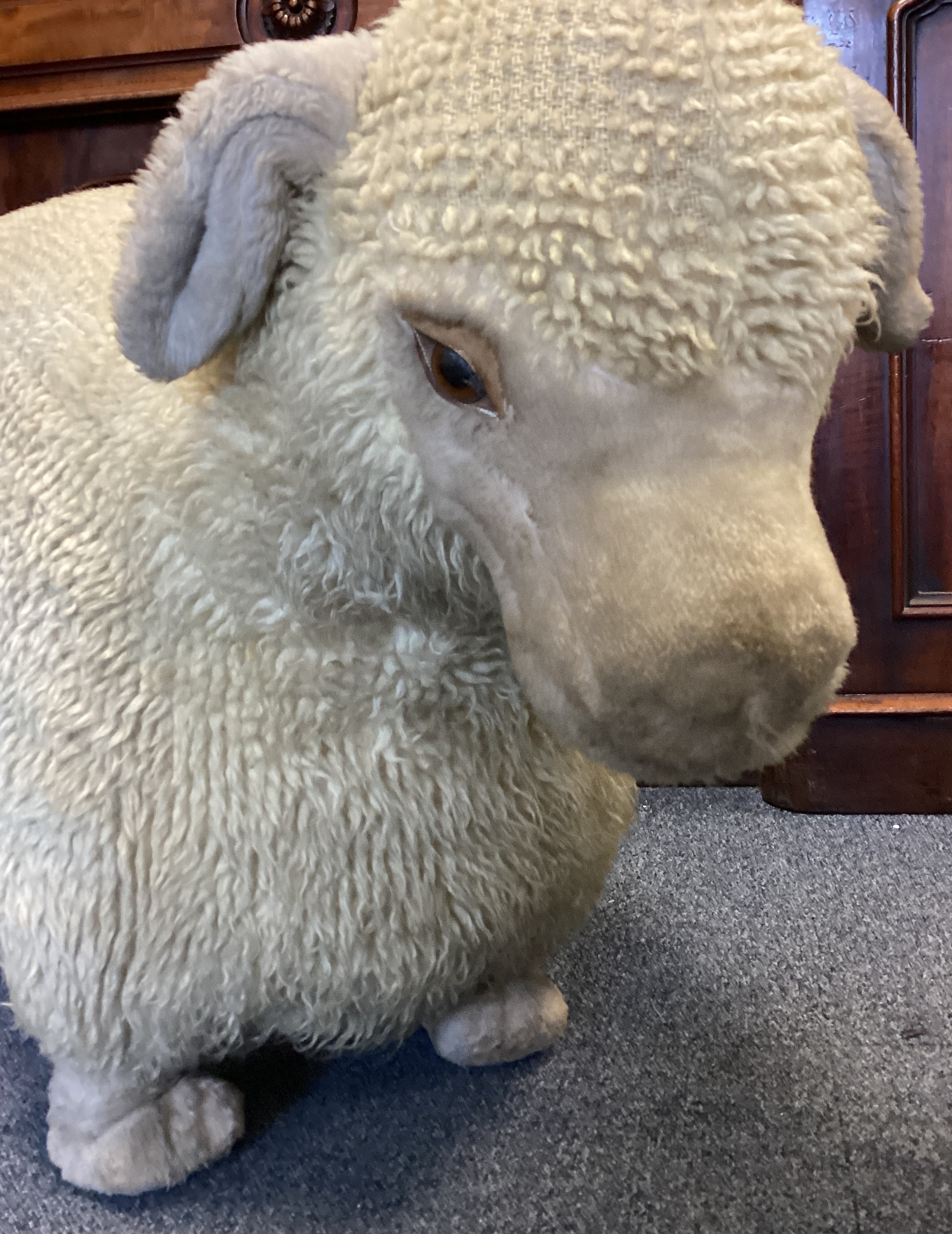 A large woolly sheep footstool nicknamed 'Nigel'. Approx. 55 cms high. Est. £20 - £30. - Image 2 of 4