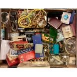 A large collection of costume jewellery, watches, pens etc.