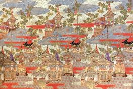 A brightly coloured and gilded Japanese painting on Washi.