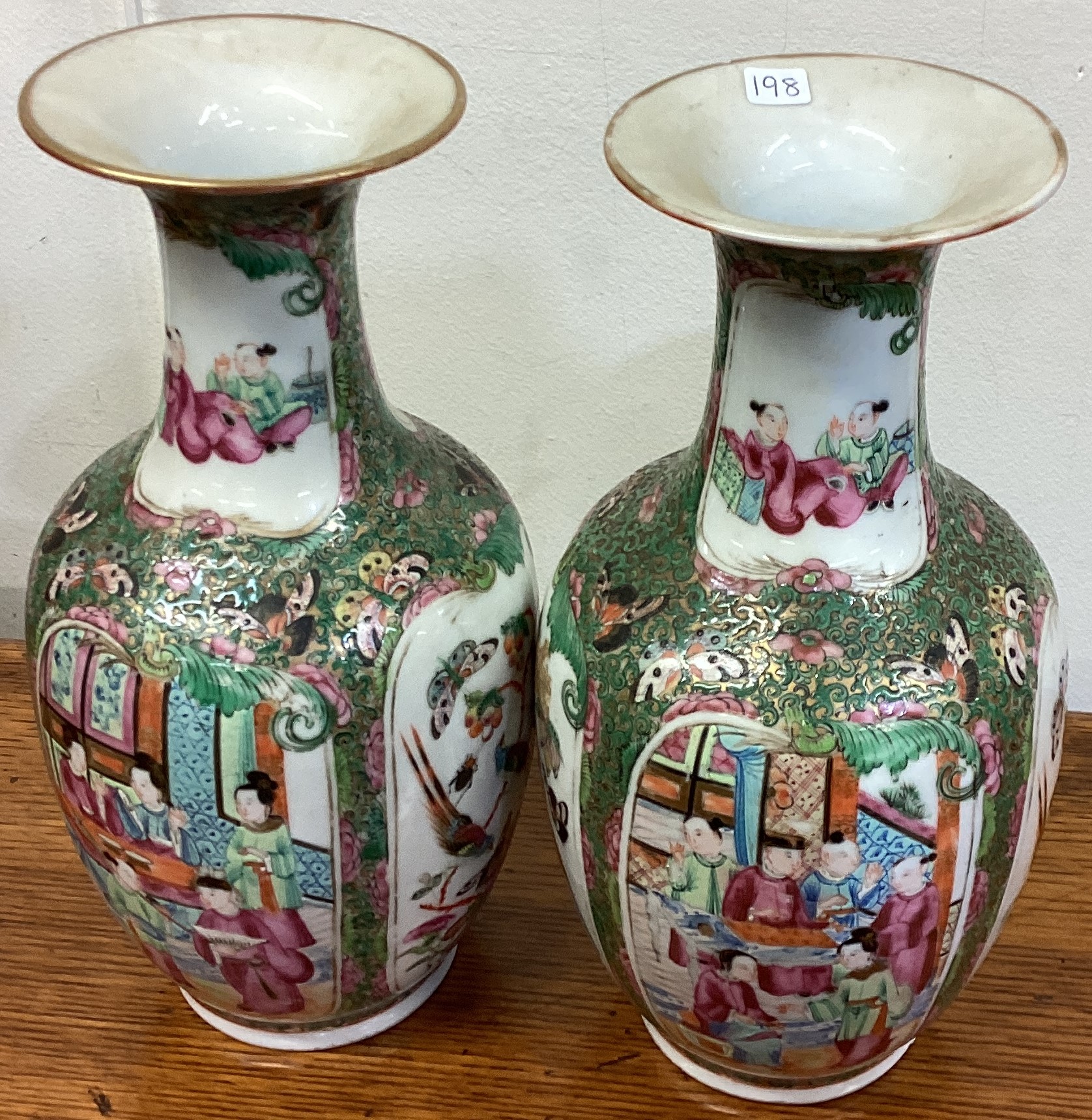 A pair of Canton vases with figural decoration. - Image 2 of 2