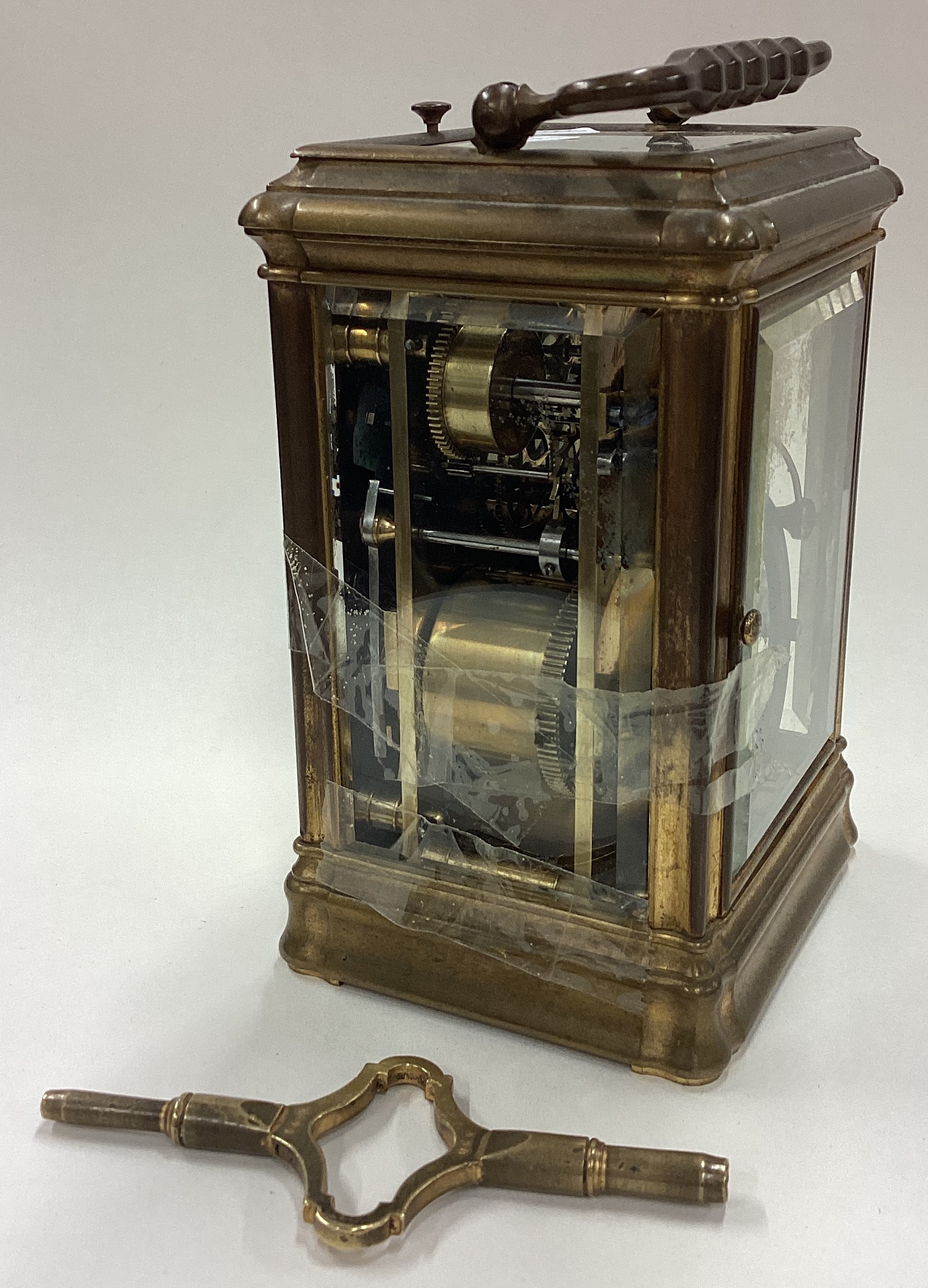 A good French striking carriage clock with white enamelled dial. - Image 4 of 4