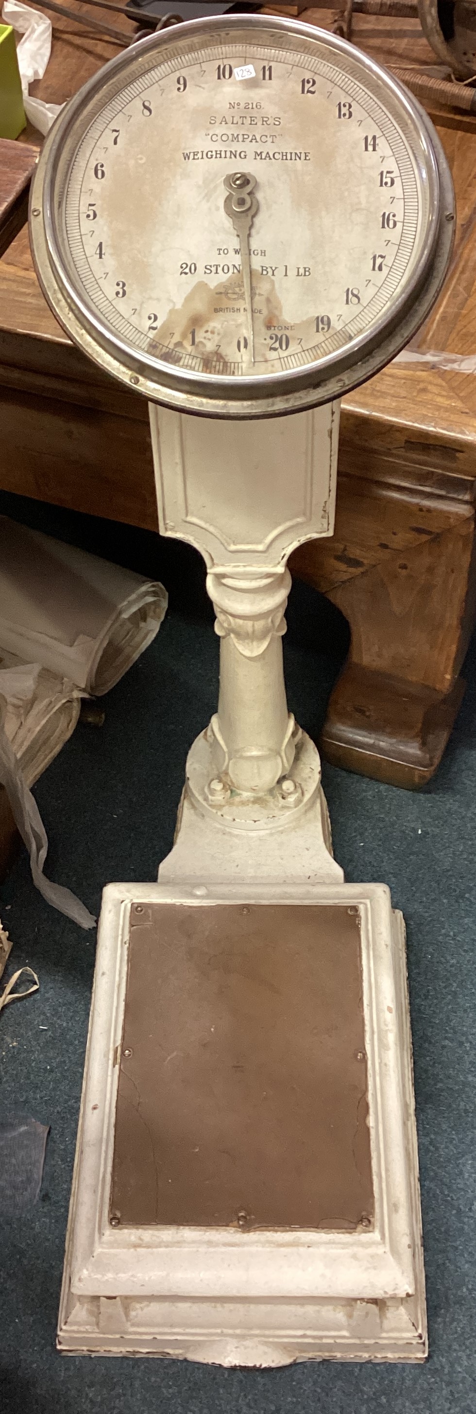 A pair of large vintage bathroom scales.