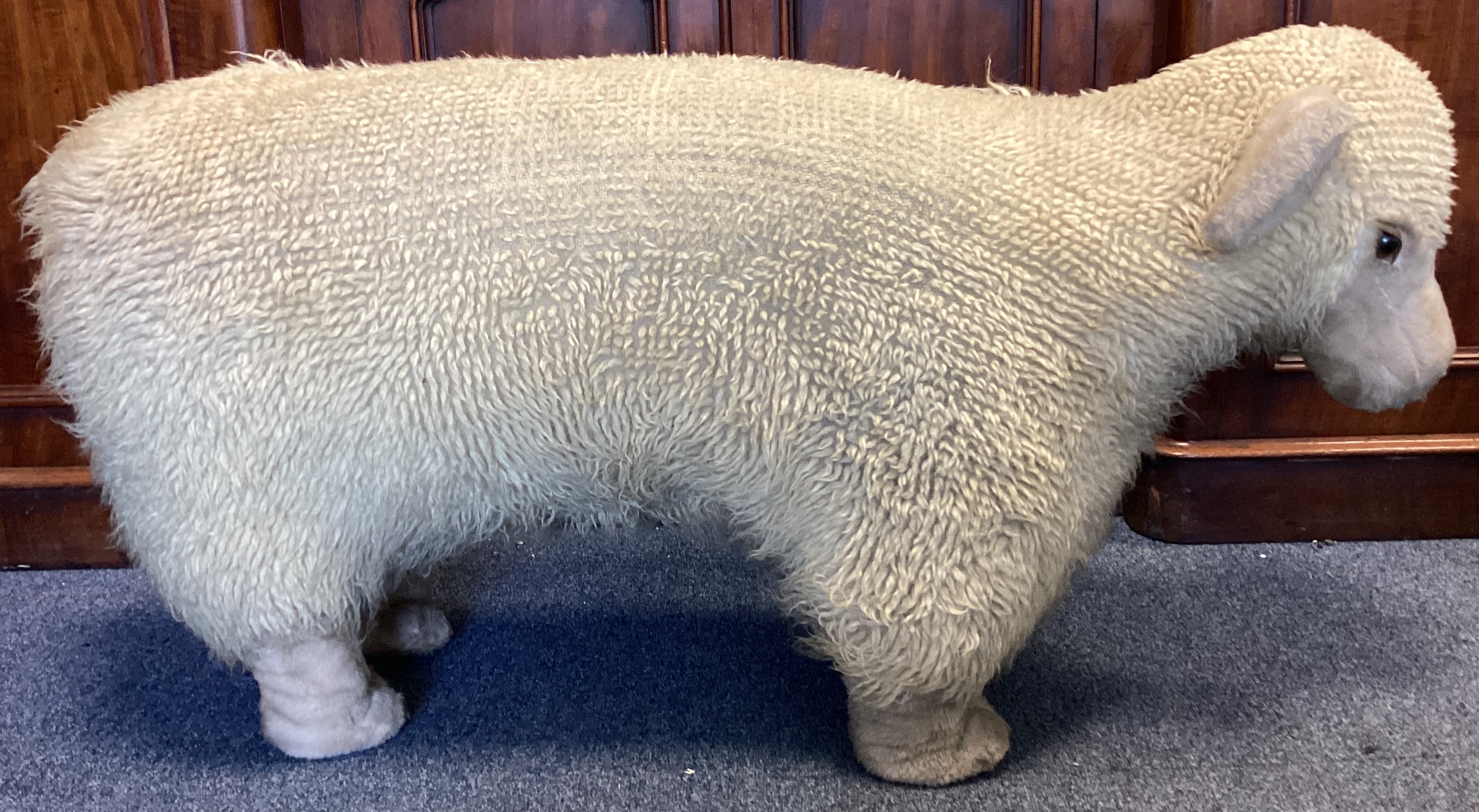 A large woolly sheep footstool nicknamed 'Nigel'. Approx. 55 cms high. Est. £20 - £30. - Image 4 of 4