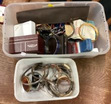 Two boxes of costume jewellery, bangles etc.
