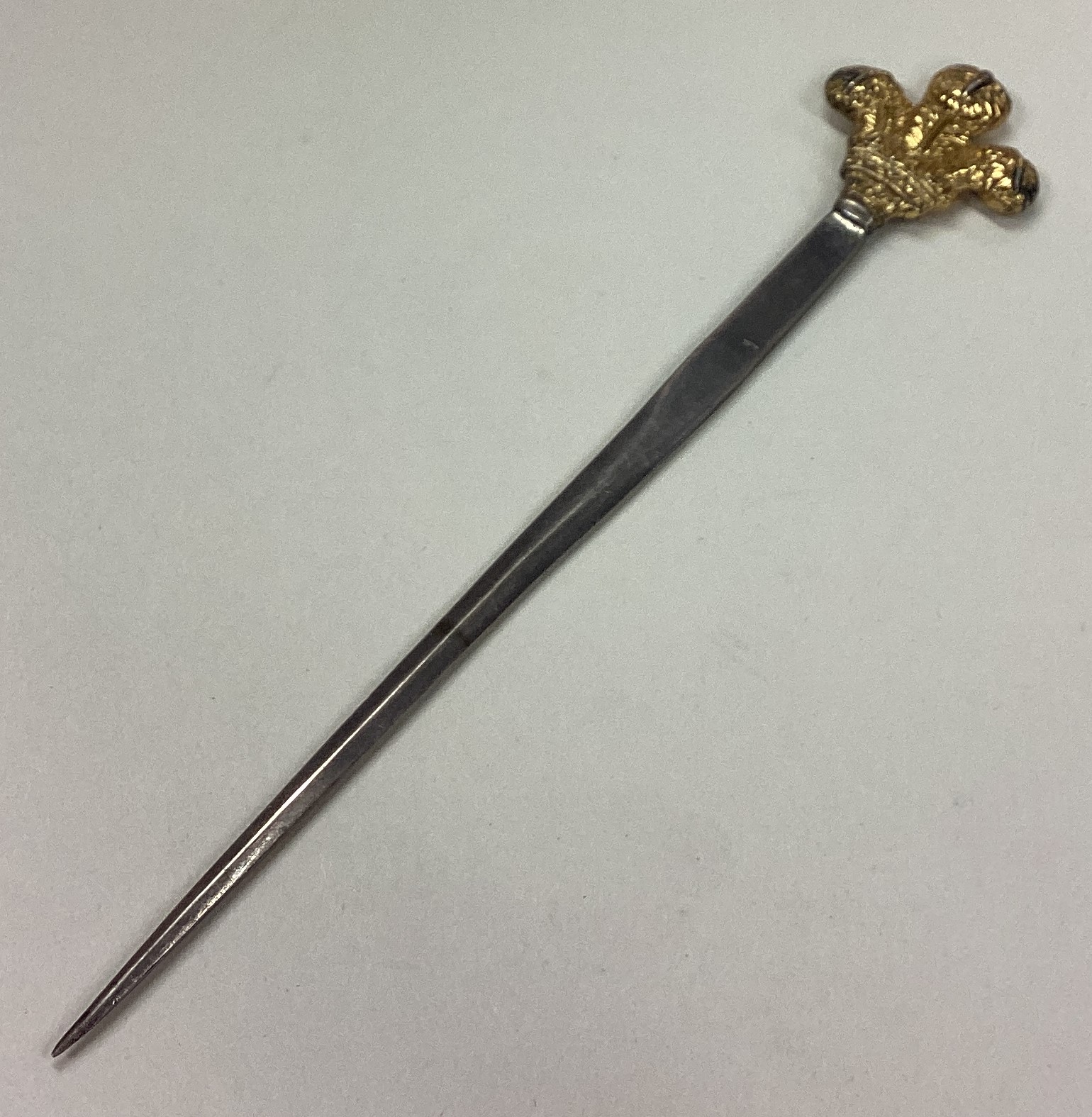 A Prince of Wales silver and silver gilt letter opener.