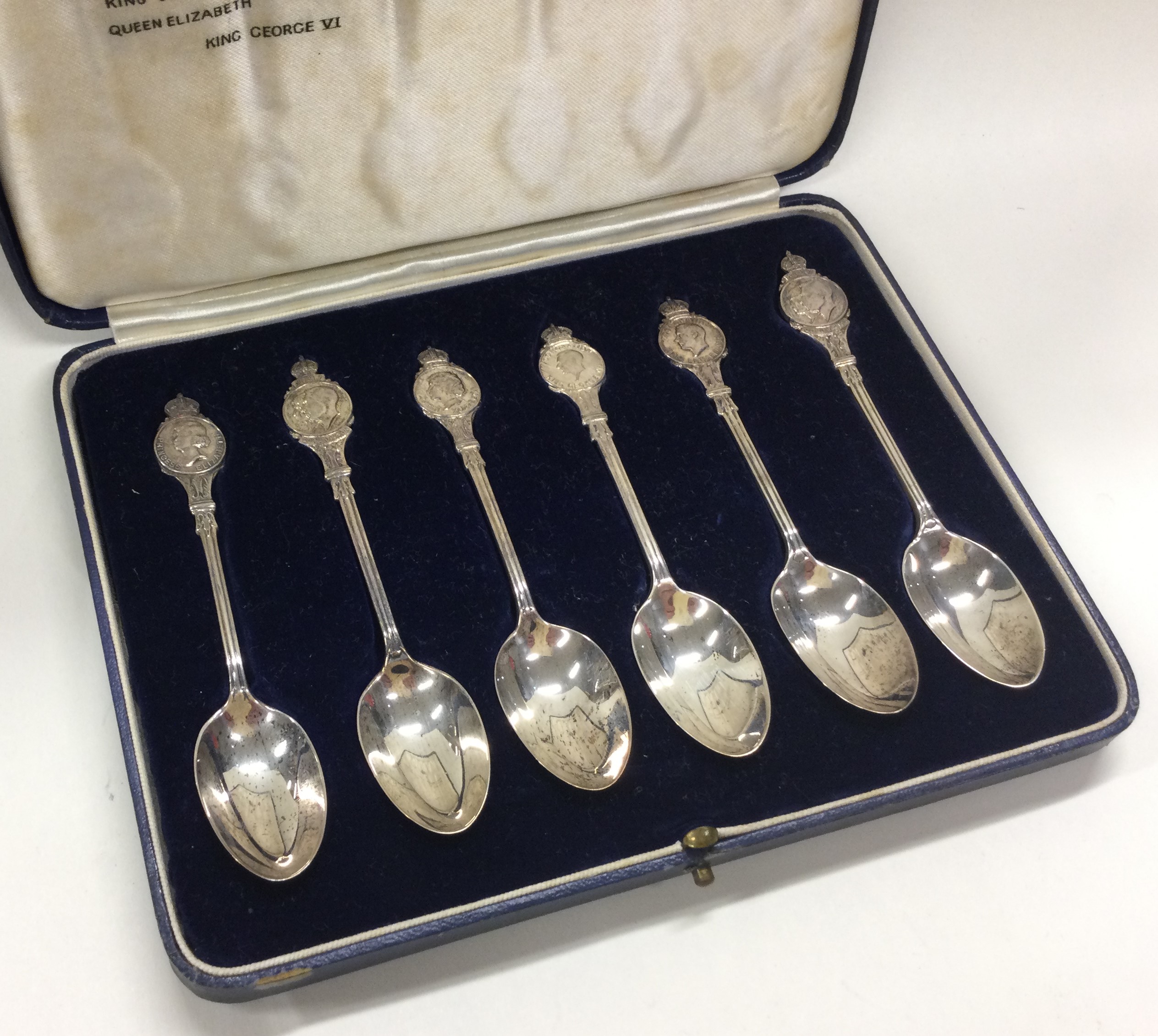 A cased set of six silver spoons commemorating Kings and Queens. - Image 2 of 2
