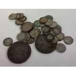 A collection of silver coins.