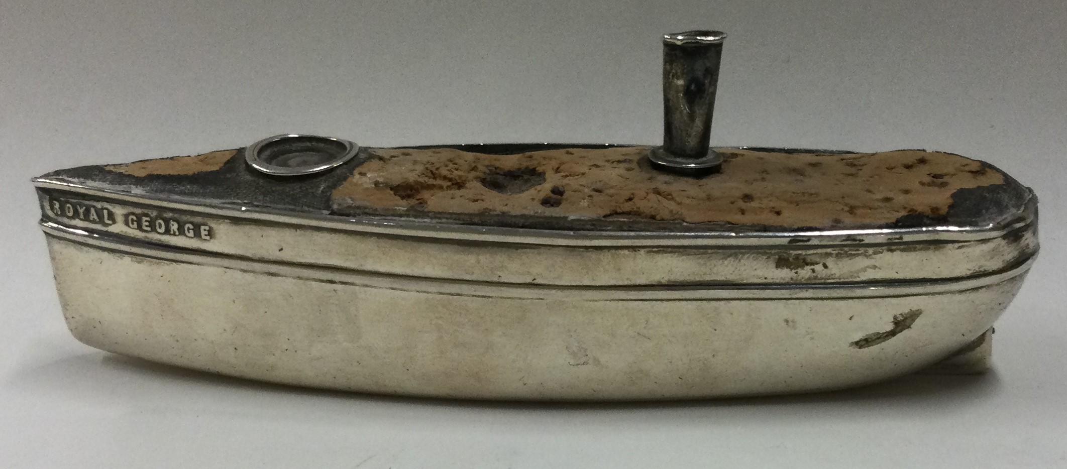 A silver pin cushion in the form of a boat. - Image 2 of 2