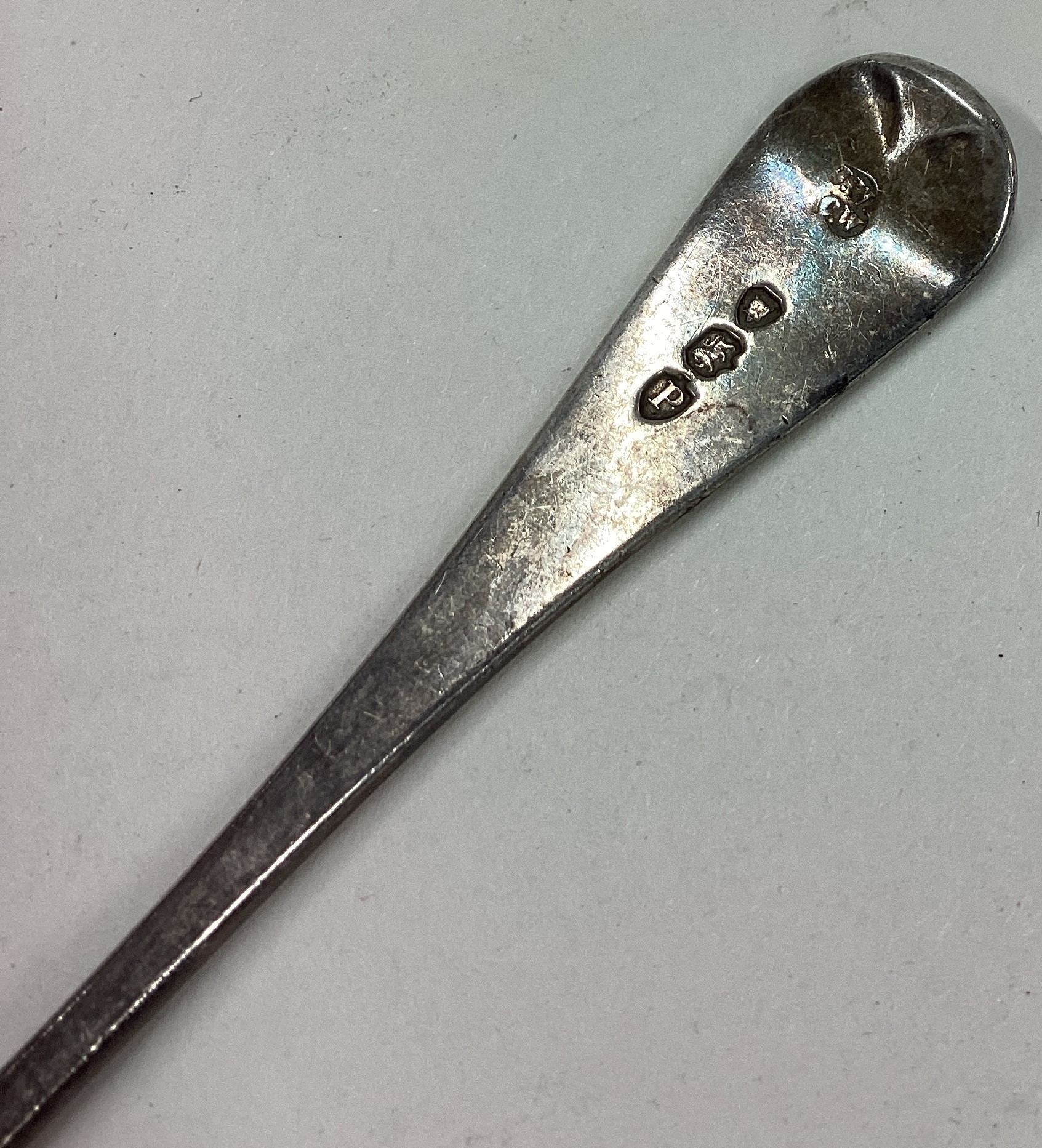 A Victorian silver jam spoon with engraved decoration. - Image 2 of 2