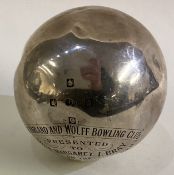 GLASGOW: A silver bowls ball. 1925.