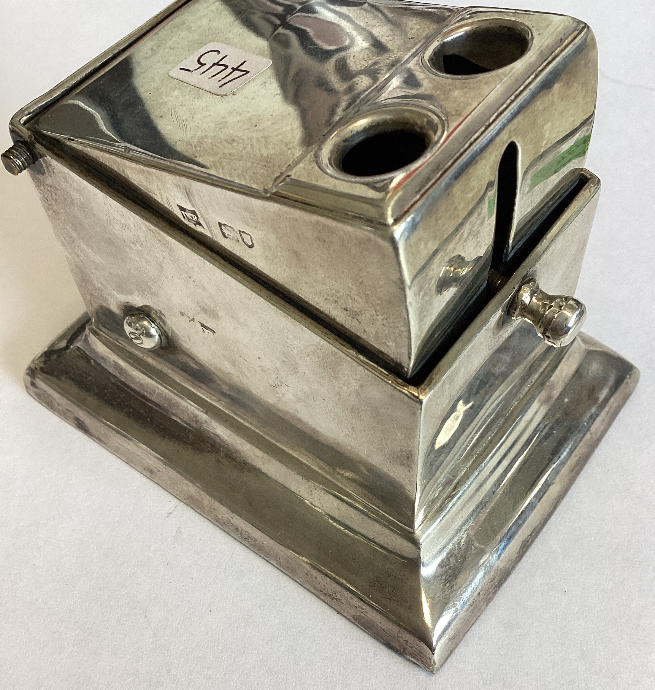 A large and heavy silver combination cigar cutter. - Image 4 of 5