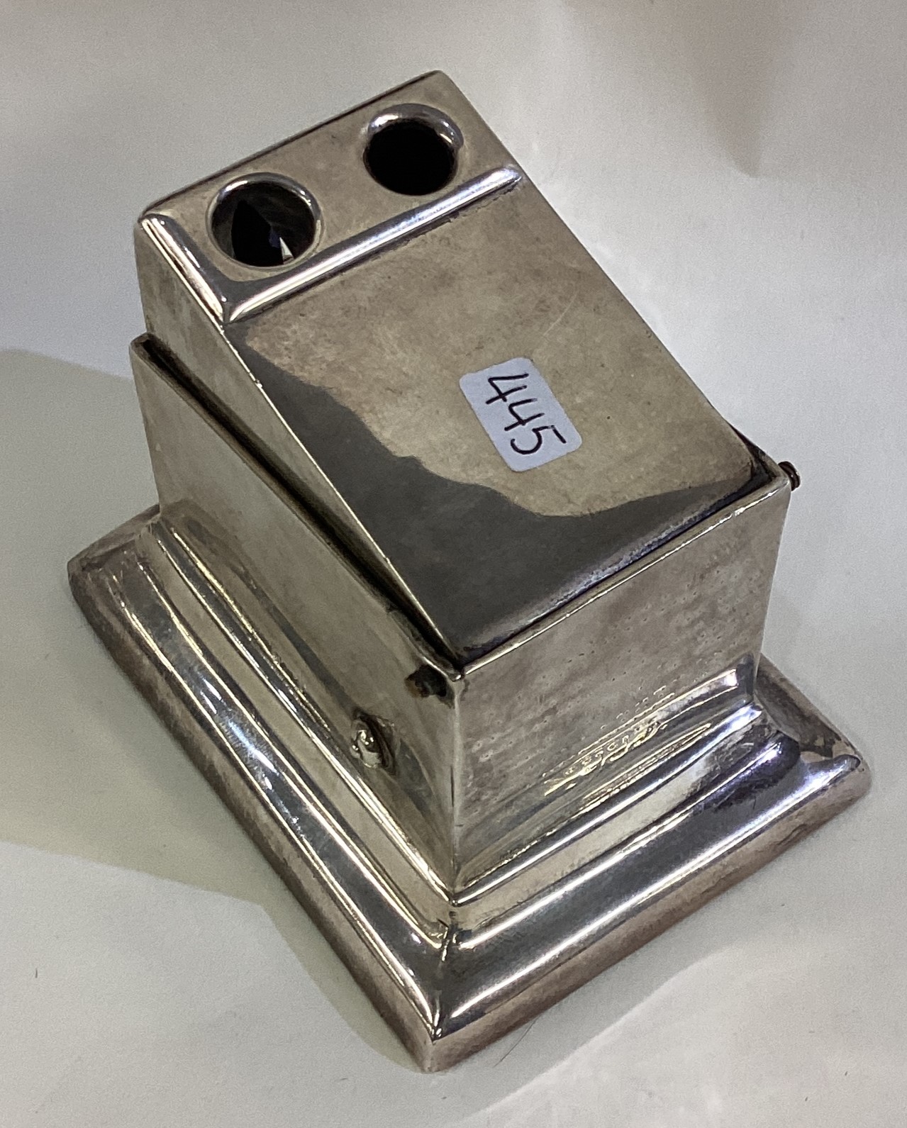 A large and heavy silver combination cigar cutter. - Image 2 of 5