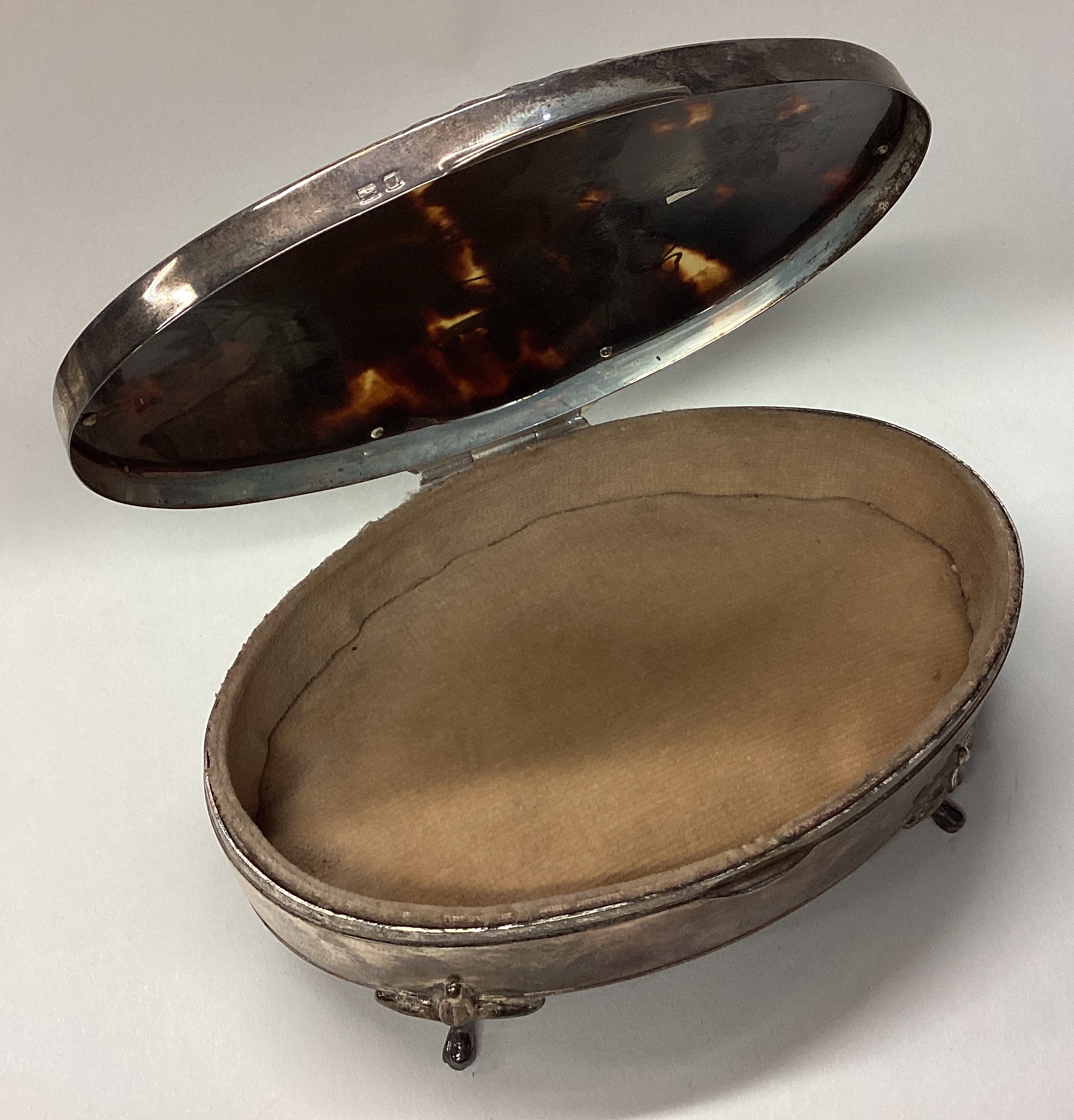 A large silver and tortoiseshell jewellery box. - Image 2 of 3