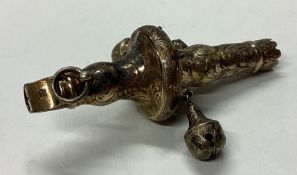 An 18th Century Georgian silver gilt rattle.