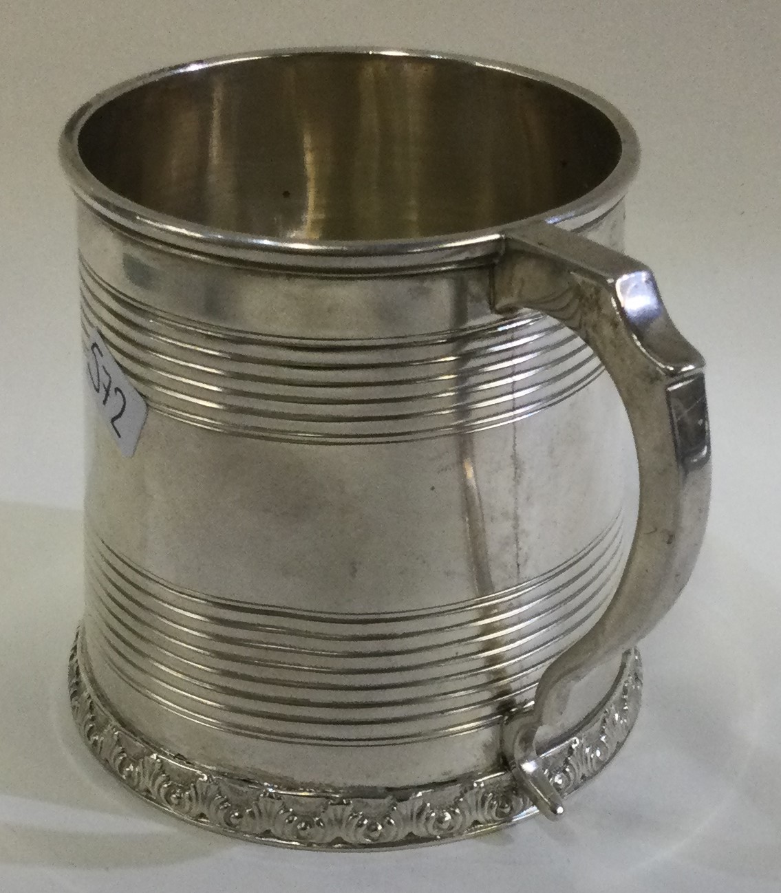 A George III silver reeded tankard. London 1825. - Image 2 of 2