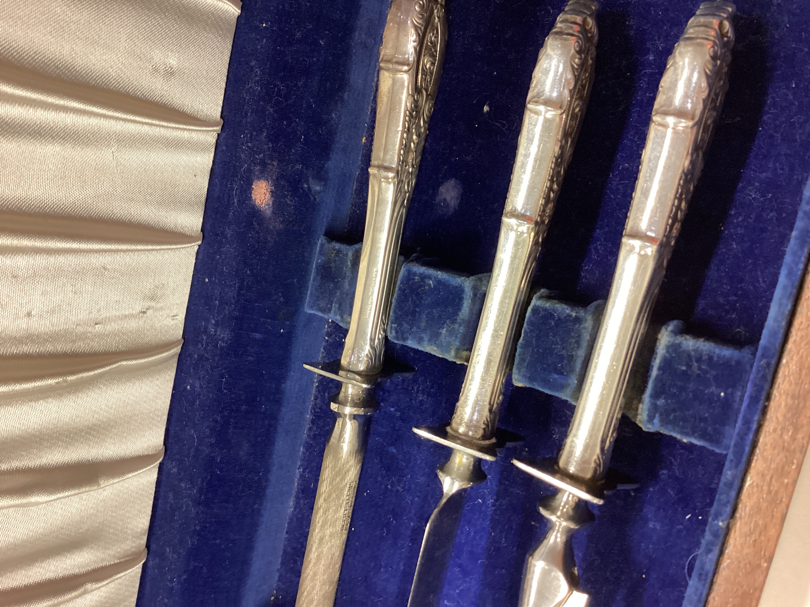 A cased Continental silver three piece carving set. - Image 3 of 3