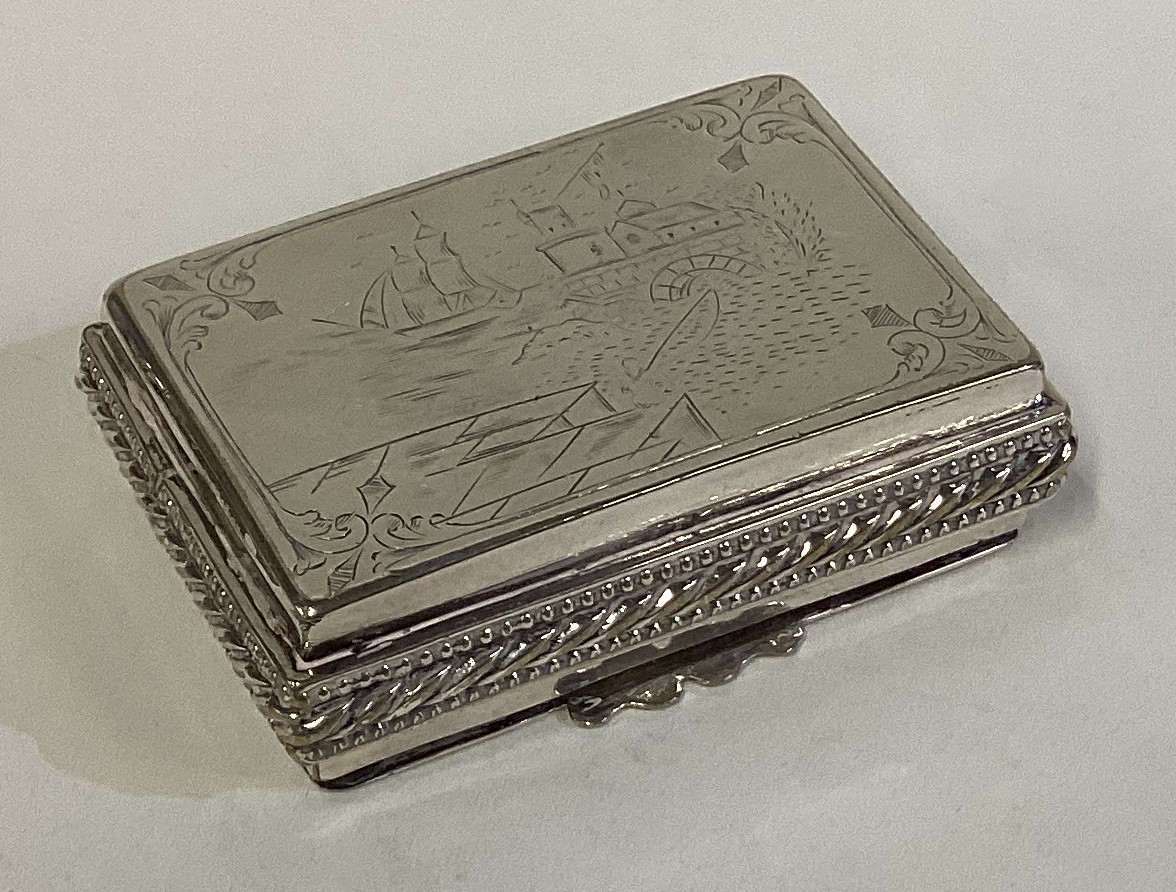 A 19th Century white metal snuff box.