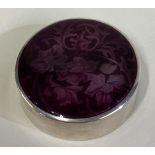 A Continental silver and purple enamelled box.