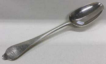 A heavy 18th Century silver rat tail dog nose spoon.