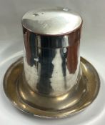 An unusual silver plated champagne bucket in the form of a top hat.