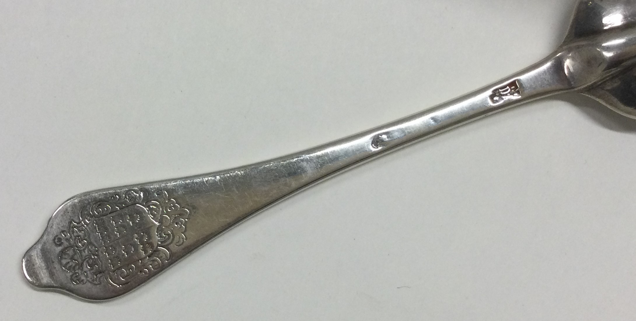 A heavy 18th Century silver rat tail dog nose spoon. - Image 2 of 2