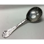 An 18th Century Norwegian silver spoon with engraved floral decoration.