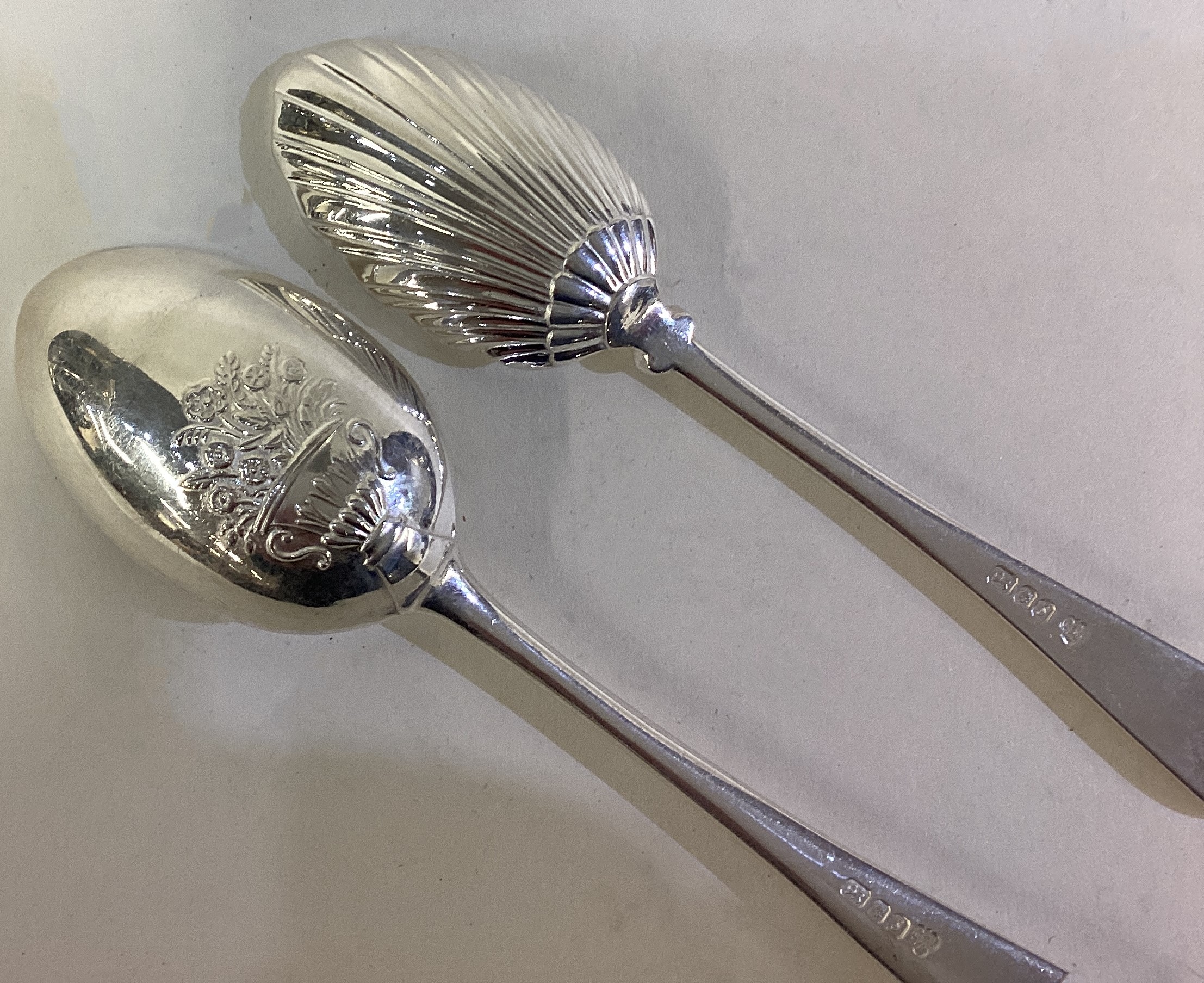 A rare silver picture back spoon together with a fluted spoon. - Image 2 of 2