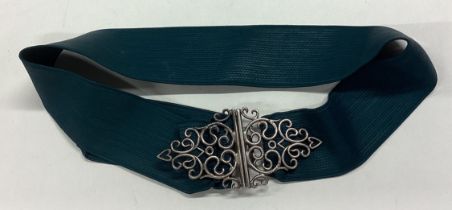 A large Victorian silver belt with pierced decoration.