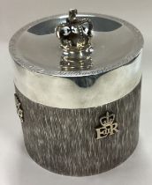 A fine Elizabeth II silver tea caddy commemorating the wedding of Queen Elizabeth.