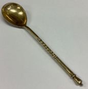 A Russian silver and Niello spoon depicting castle to back.